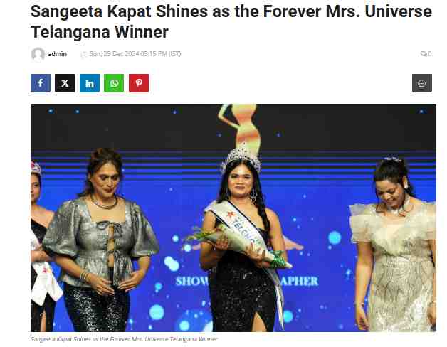 Forever Mrs Universe 2024 Telangana Winner | Sangeeta Kapat